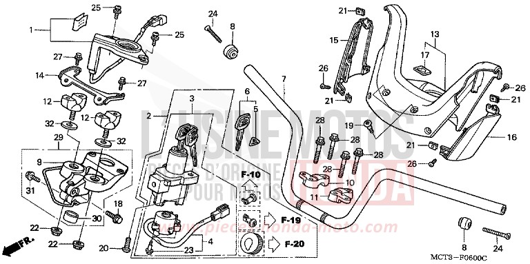 HANDLE PIPE/ HANDLE COVER for Silver Wing PEARL GREAT BLUE (PB262) from 2005